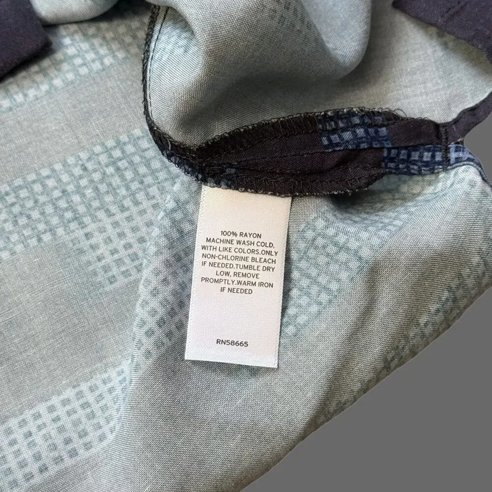 Opem Edit Relax Geo Pattern Camp Shirt Navy Ambient Stripe Size L NWT - Picture 6 of 7